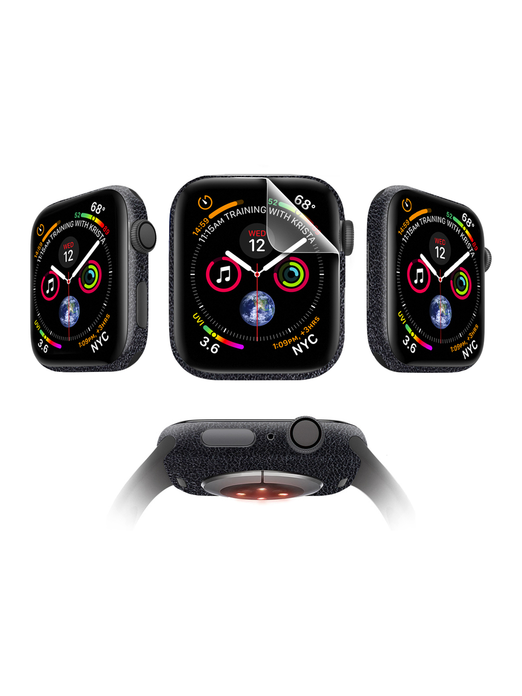 

Защитная пленка MOCOLL для Apple Watch 44mm Glossy (4шт) Кожа Черная