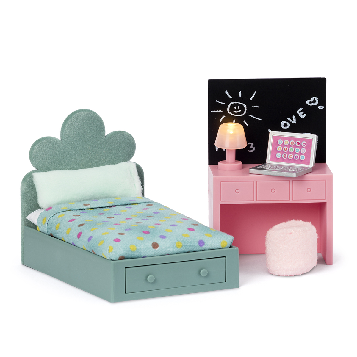 Набор мебели для домика Lundby Комната подростка: кровать + компьютерный стол lundby набор мебели для домика душ