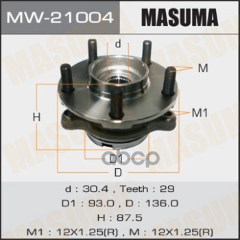 

Ступица с подшипником NISSAN 04- передн. MASUMA MW-21004