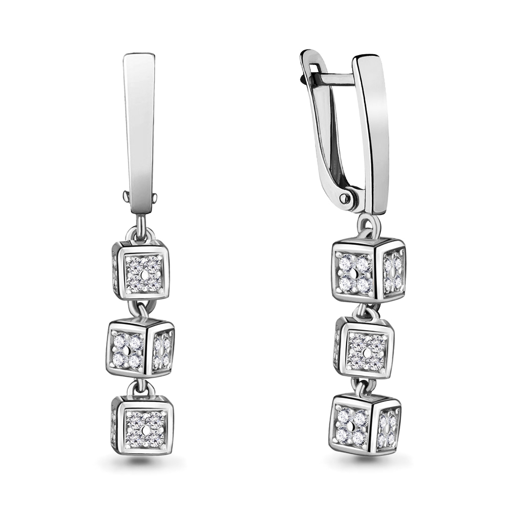 

Серьги подвески из серебра с фианитом Aquamarine 48007А_925_р, 48007А_925_р