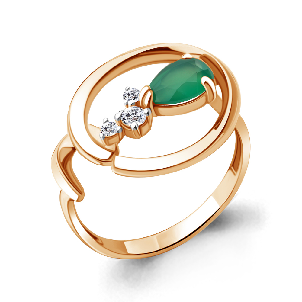 

Кольцо из серебра с агатом/фианитом р. Aquamarine 6954409А, 6954409А_925_з