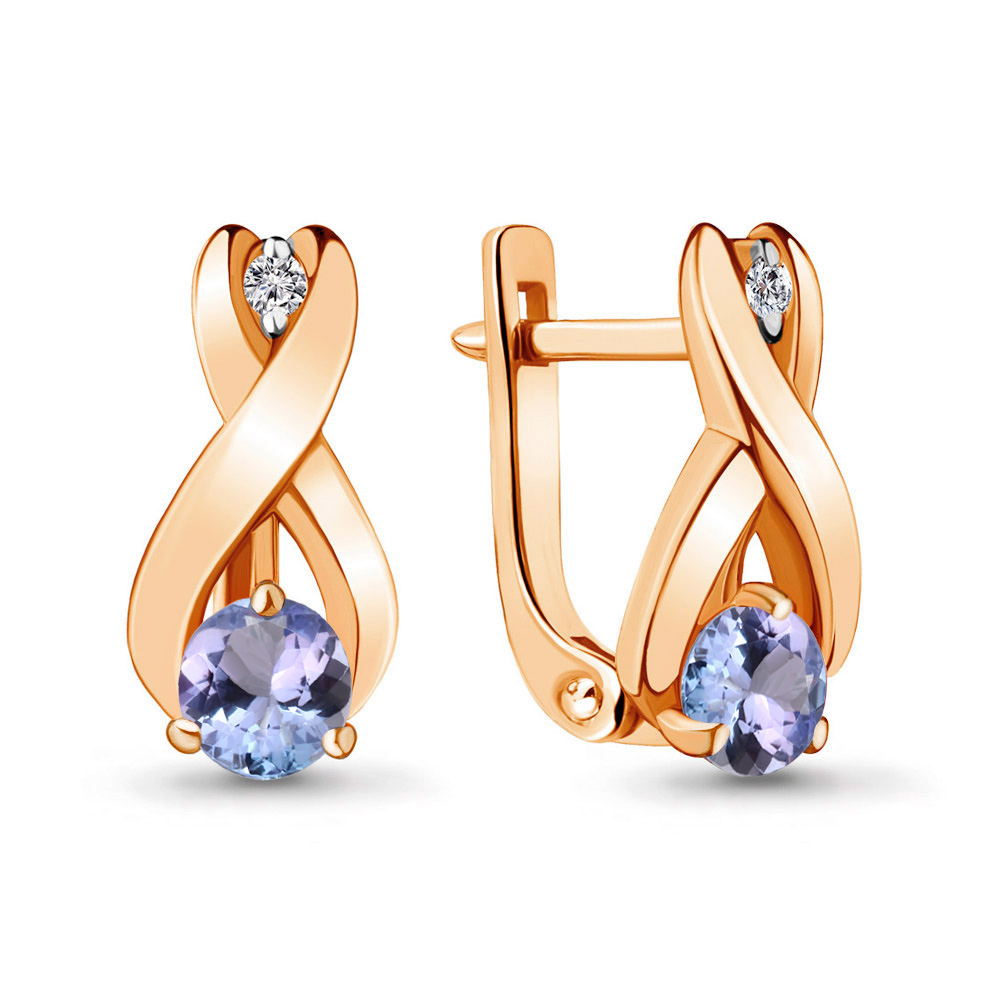 

Серьги из красного золота с бриллиантом/танзанитом Aquamarine 942788к, 942788к_585_кз