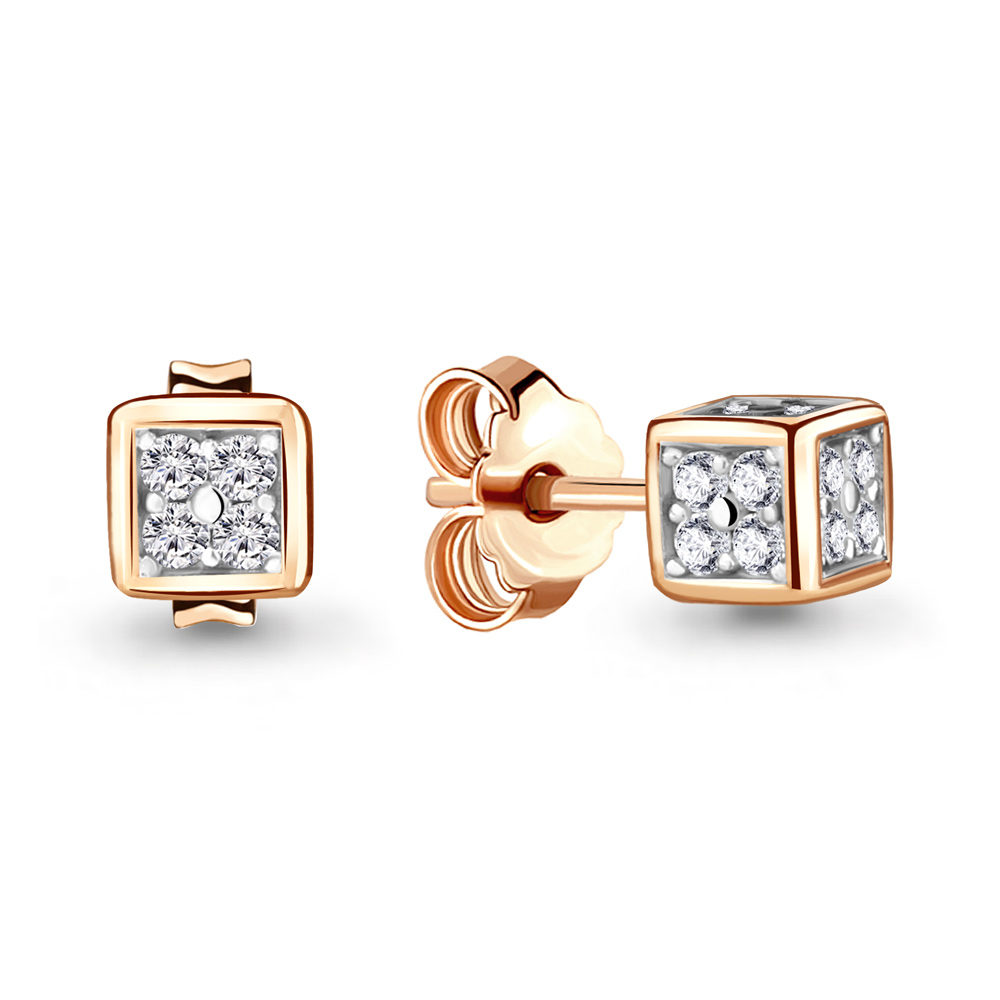 

Серьги-пусеты из серебра с фианитом Aquamarine 48008А_925_з, 48008А_925_з