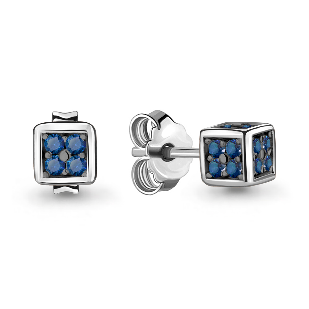 

Серьги-пусеты из серебра с сапфиром искусственным Aquamarine 48008Б_925_р, 48008Б_925_р