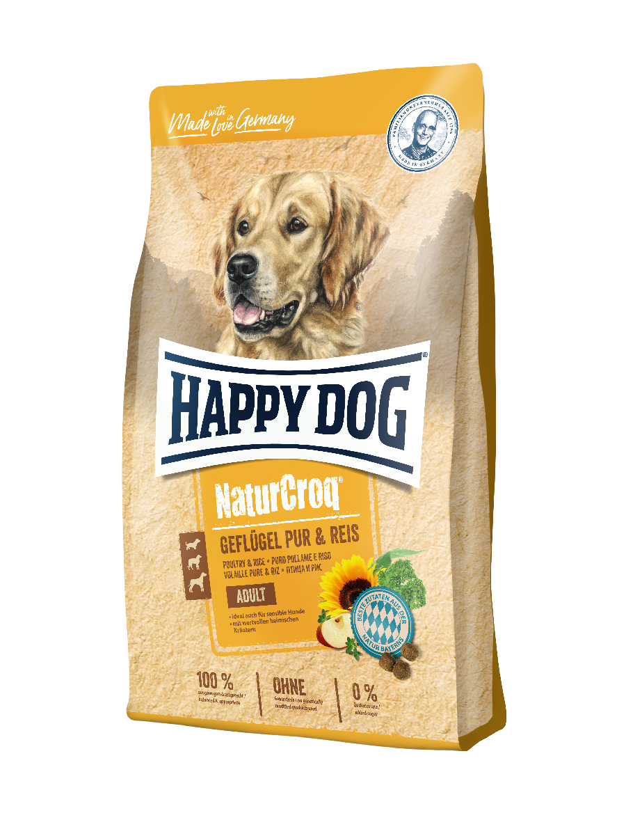 фото Сухой корм для собак happy dog naturcroq adult, все породы, с птицей с рисом, 15кг