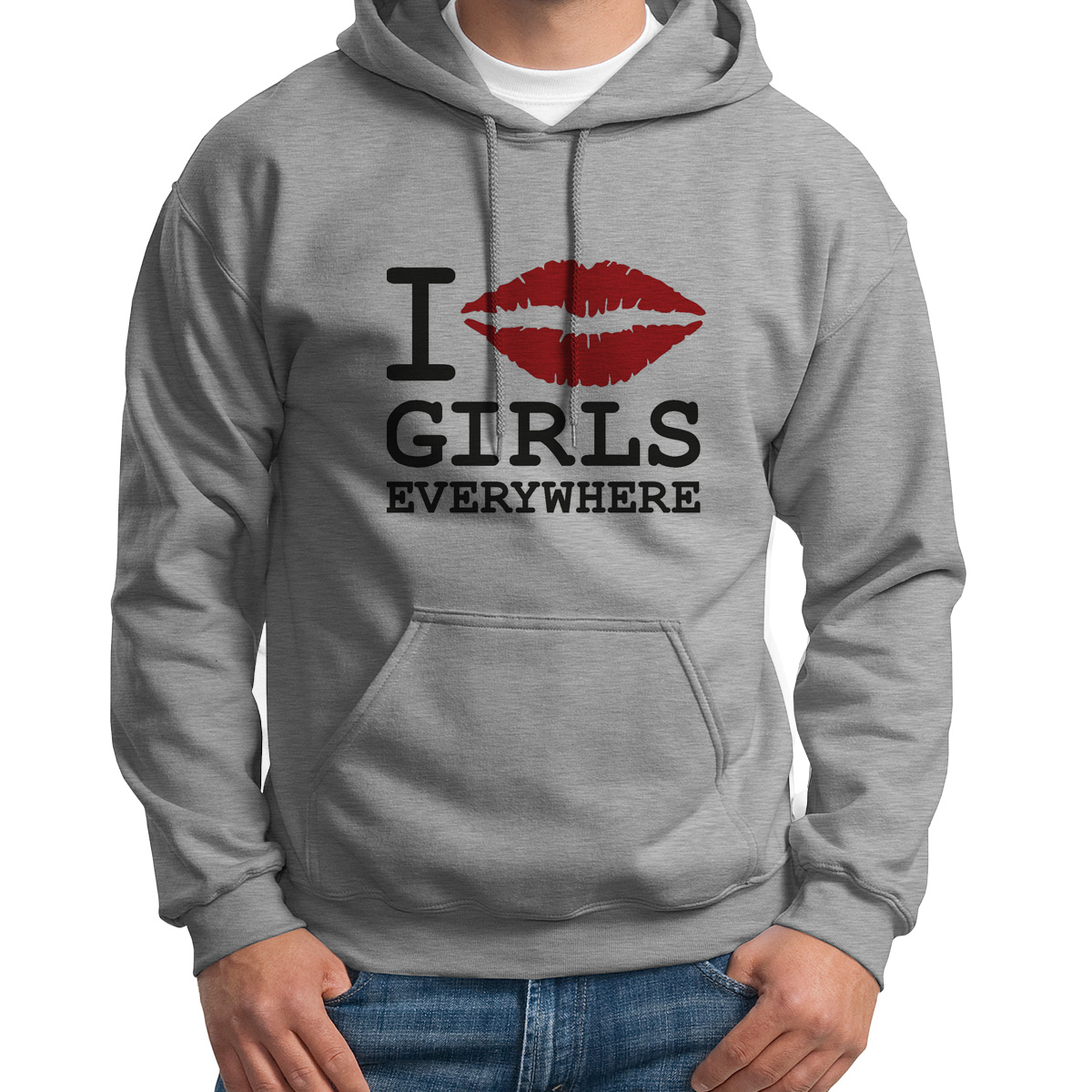 

Худи унисекс CoolPodarok I girls everywhere серое 42 RU, Серый, S0111452