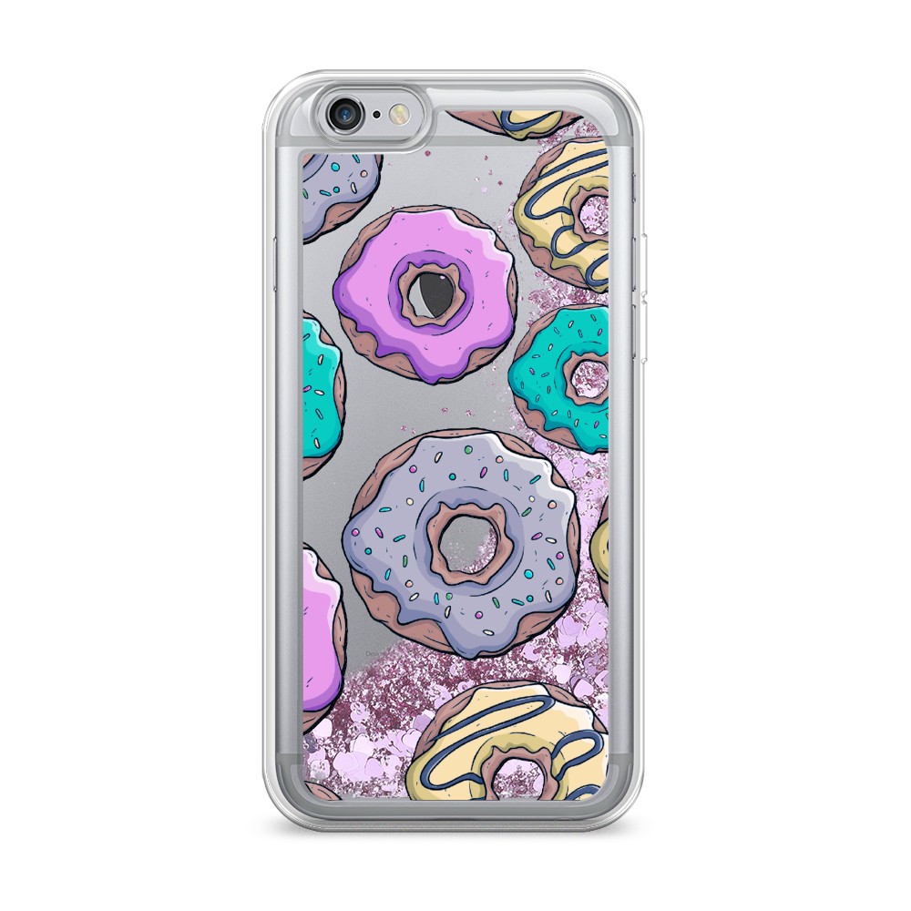 

Жидкий чехол с блестками "Разноцветные пончики в глазури 2" на Apple iPhone 6, 10494-1