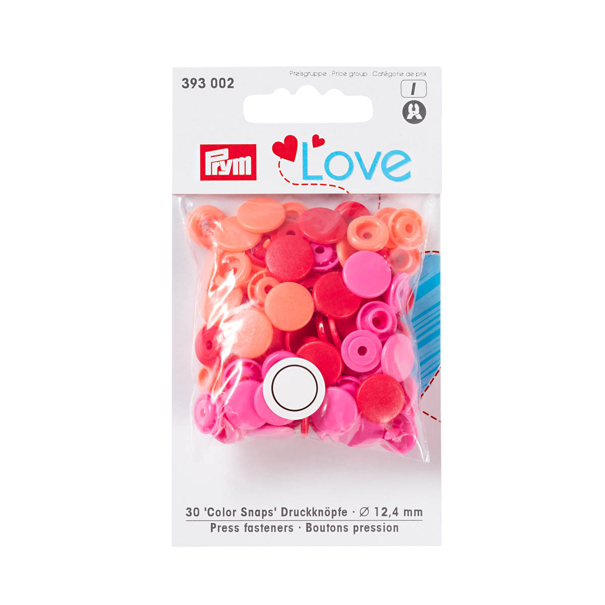 

Кнопки PRYM Love Color Snaps, красный/розовый 12мм, 30шт, 393002