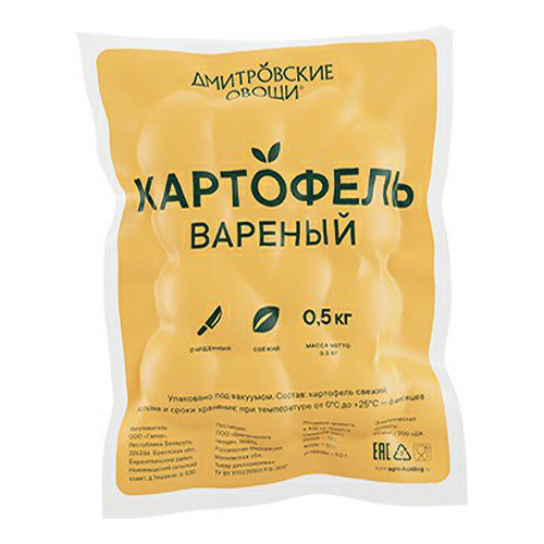 

Картофель Дмитровские овощи отварной очищенный 500 г