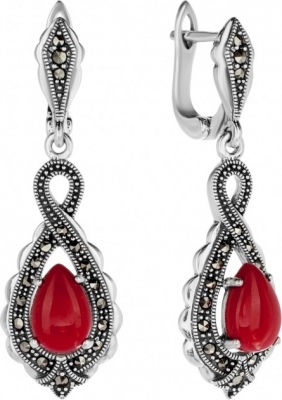 

Серьги из серебра с кораллом Марказит HE961, HE961
