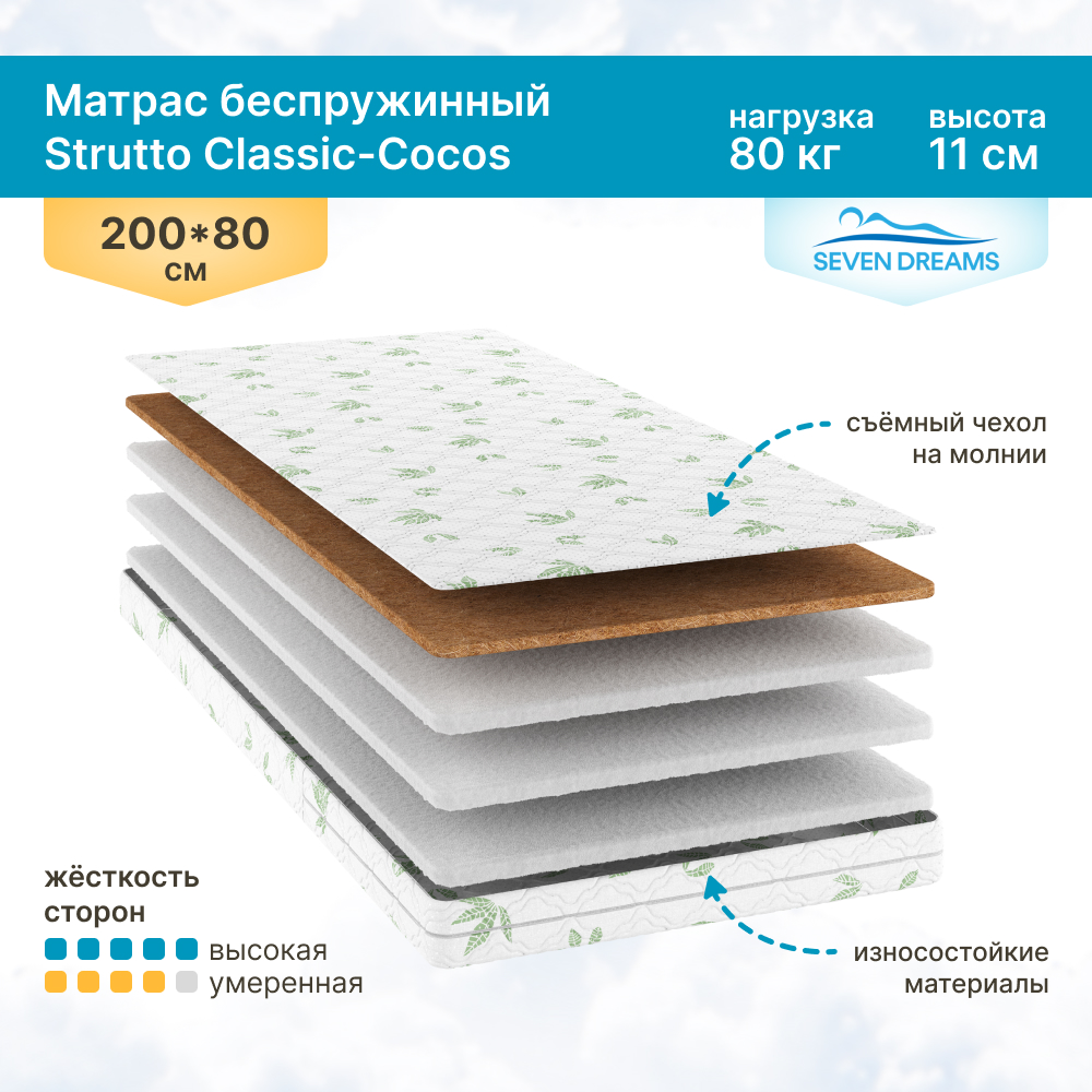 

Матрас SevenDreamsStrutto Classic-cocos 200 на 80 см, Strutto Classic-cocos