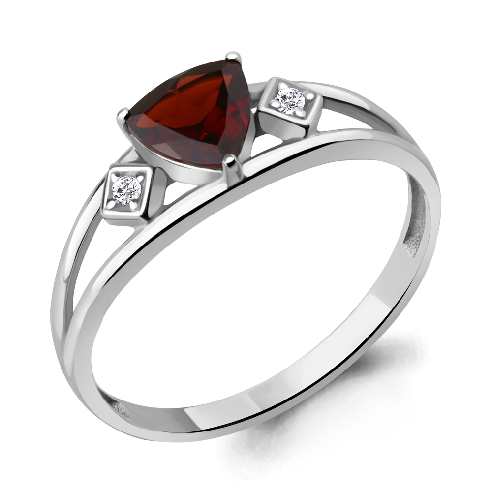 

Кольцо из серебра с гранатом/фианитом р., Aquamarine 6954903А, 6954903А_925_р