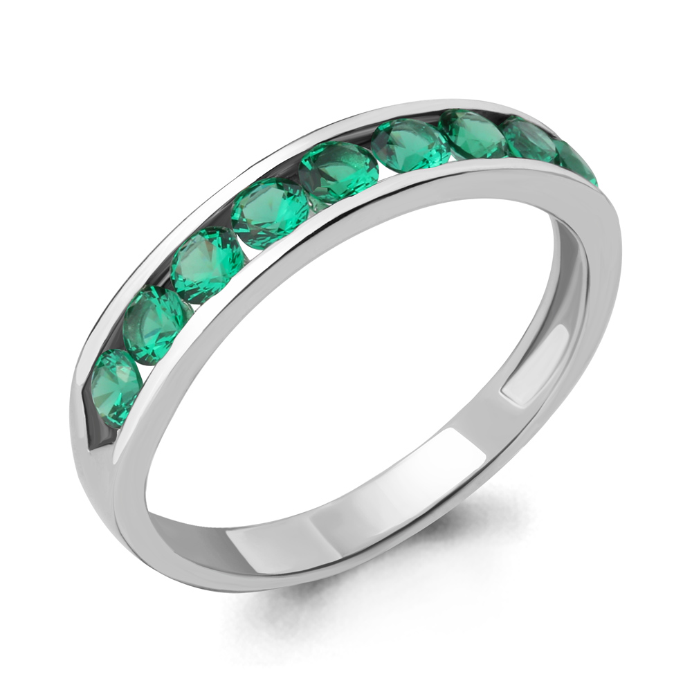 

Кольцо из серебра с изумрудом искусственным р. Aquamarine 63897П, 63897П_925_р