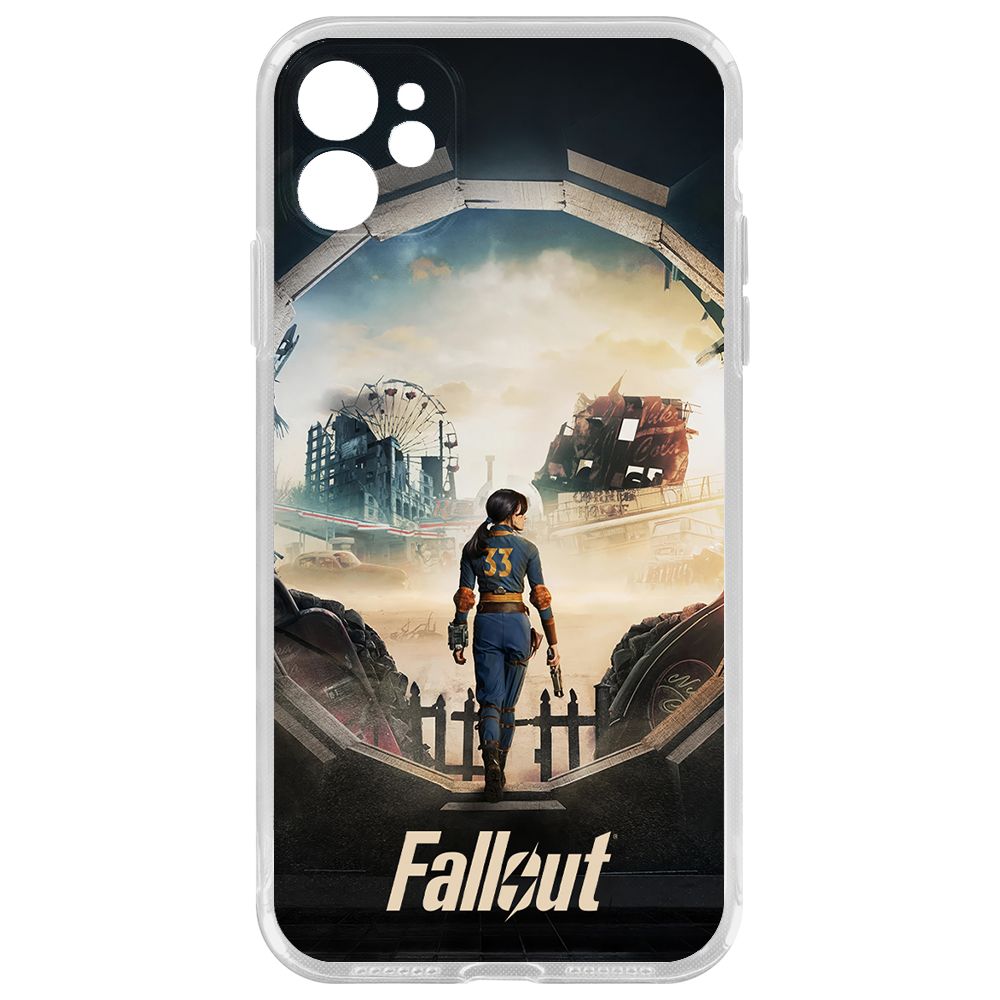 

Чехол-накладка Krutoff Clear Case Фоллаут - Убежище 33 для iPhone 11 с защитой камеры, Прозрачный