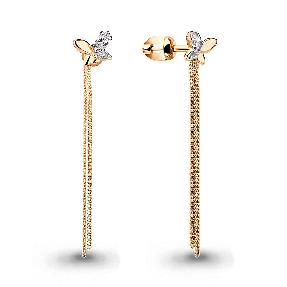 

Серьги подвески из серебра с фианитом Aquamarine 46062А, 46062А_925_з