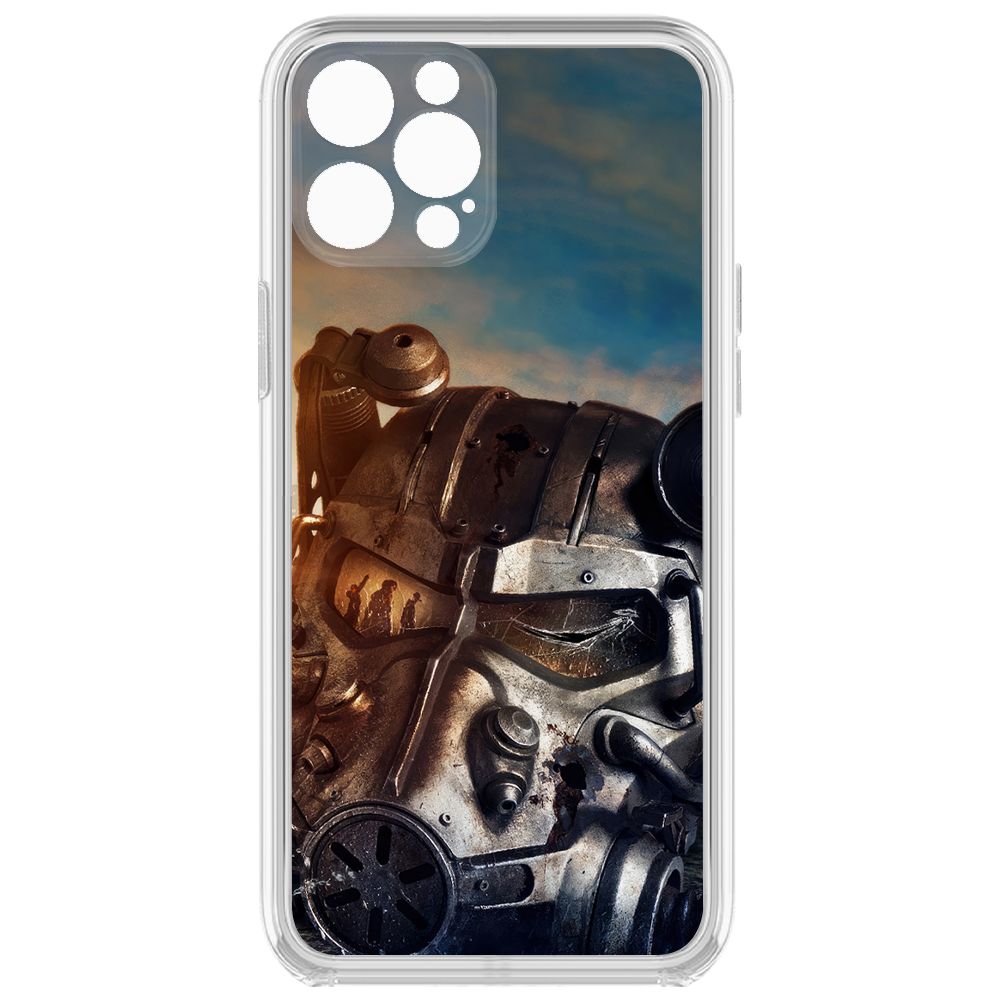 

Чехол-накладка Krutoff Clear Case Фоллаут - Шлем Т-60 для iPhone 12 Pro с защитой камеры
