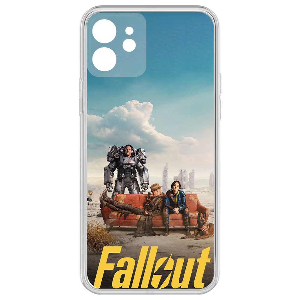 

Чехол-накладка Krutoff Clear Case Фоллаут - Постер для iPhone 12 с защитой камеры, Прозрачный