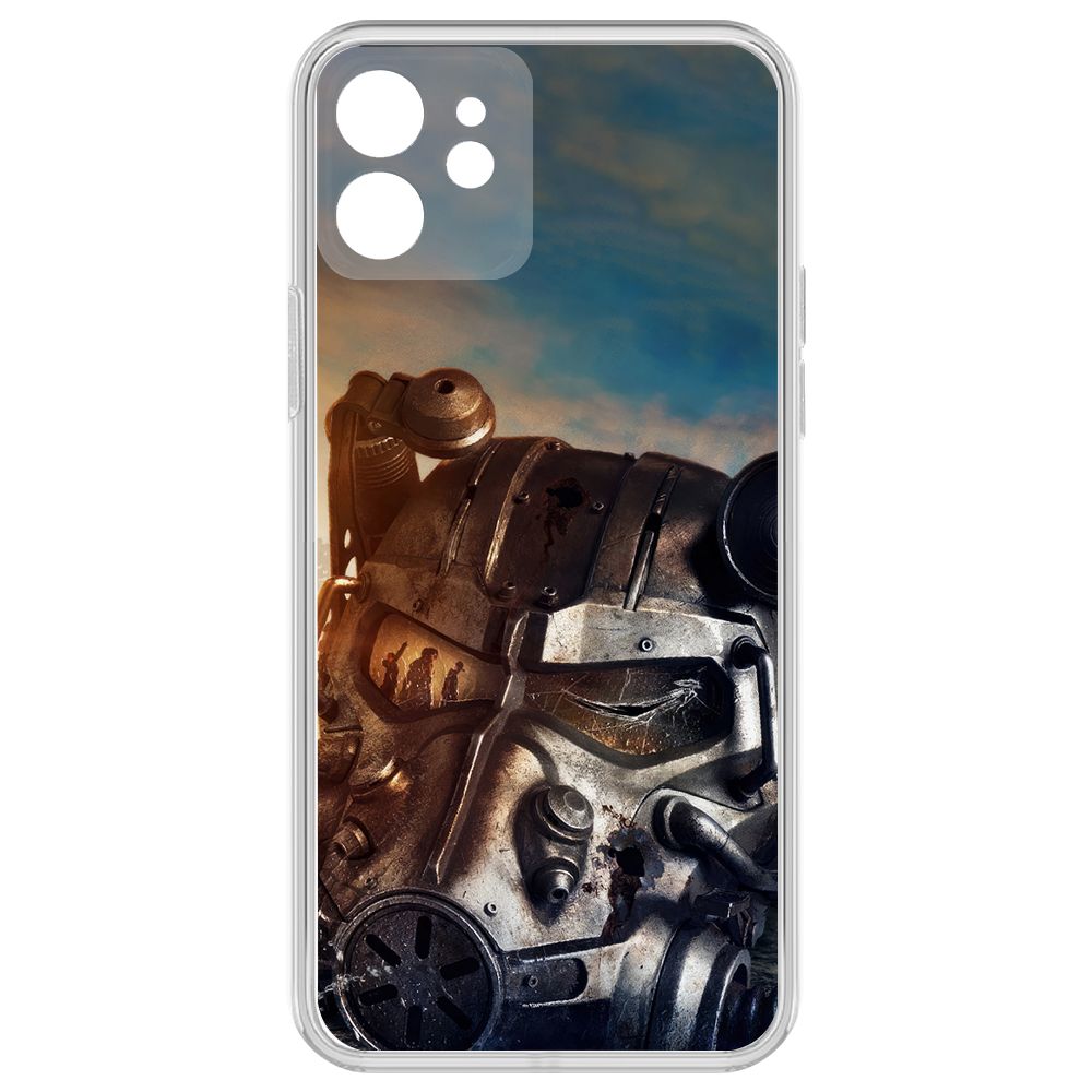 

Чехол-накладка Krutoff Clear Case Фоллаут - Шлем Т-60 для iPhone 12 с защитой камеры