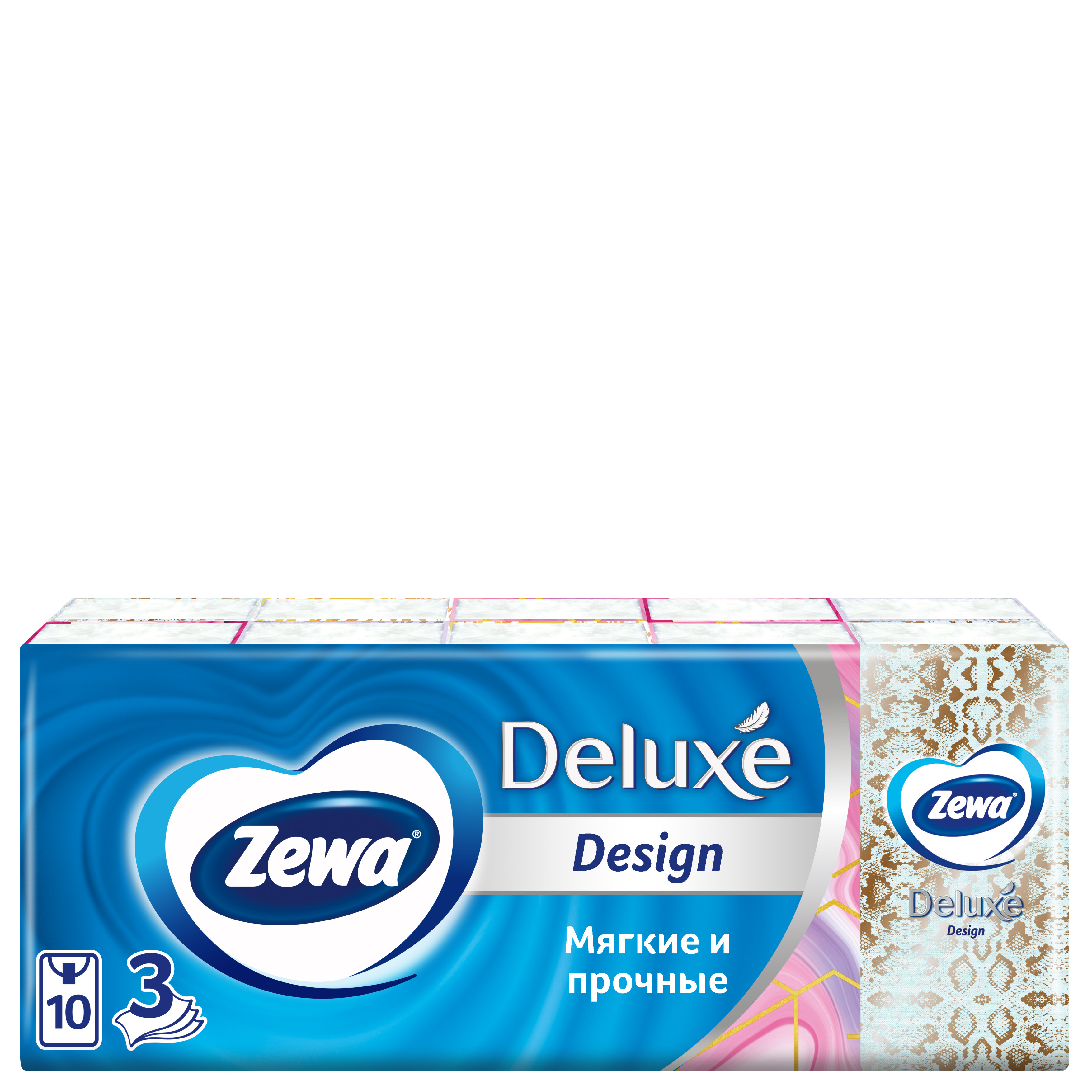 Платочки бумажные носовые Zewa Deluxe Design, 3 слоя, 10шт.Х 10 носовые платочки zewa deluxe 10 шт