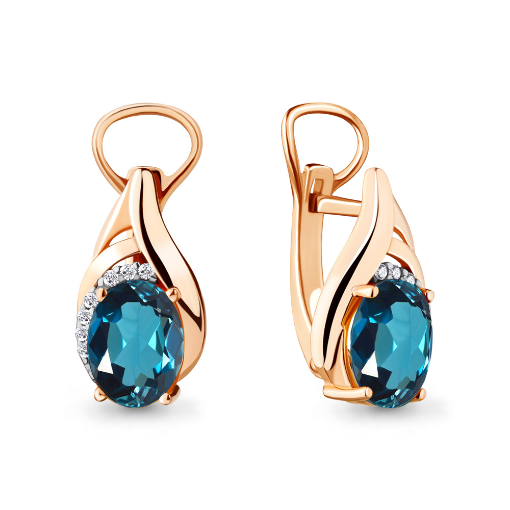 

Серьги из серебра с топазом/фианитом Aquamarine 4475608А, 4475608А_925_з