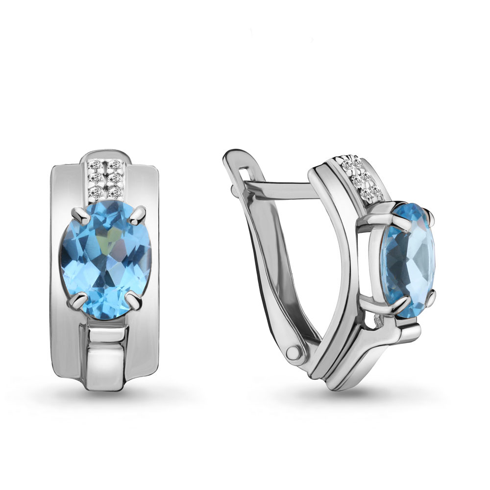 

Серьги из серебра с топазом/фианитом Aquamarine 4493005А, 4493005А_925_р