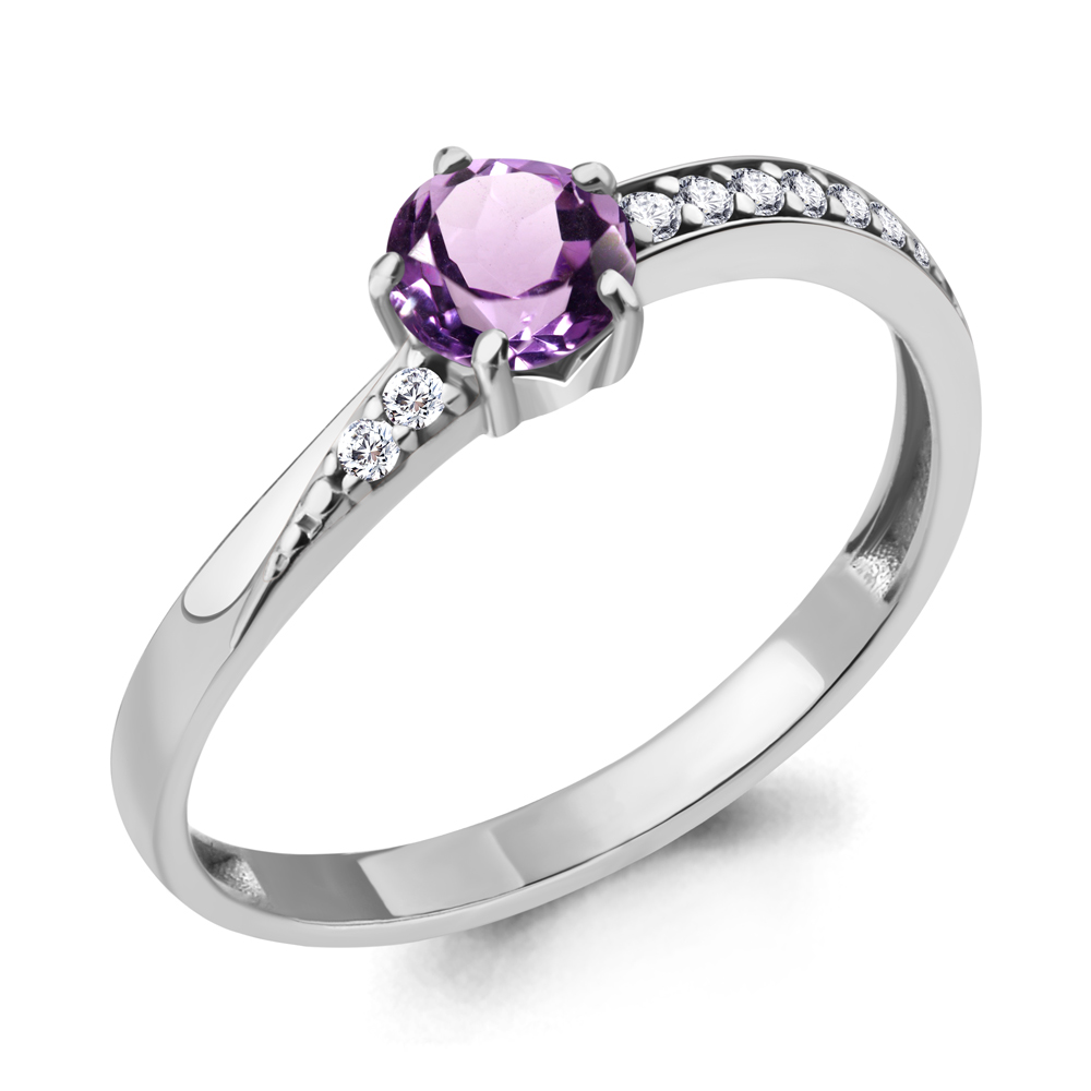 

Кольцо из серебра с аметистом/фианитом р., Aquamarine 6938804А, 6938804А_925_р