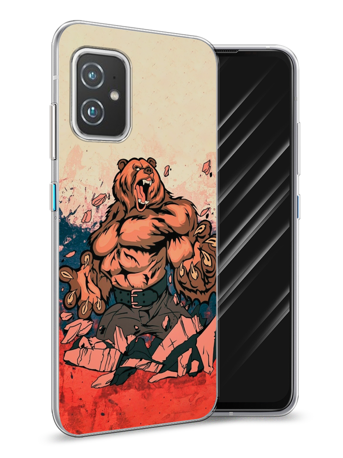 

Чехол Awog на Asus ZenFone 8 "Медведь с флагом РФ", Коричневый;синий;красный, 44450-2