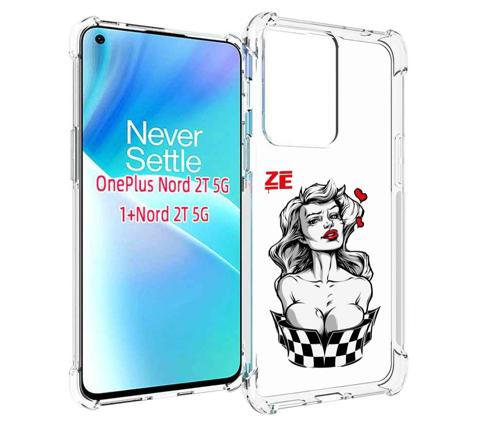 

Чехол MyPads черно белая девушка с красными губами женский для OnePlus Nord 2T, Прозрачный, Tocco