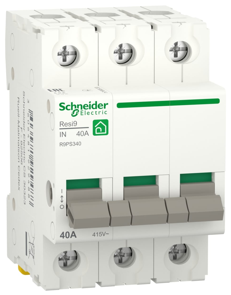 фото Se resi9 выключатель нагрузки (мод. рубильник) 40а 3p schneider electric