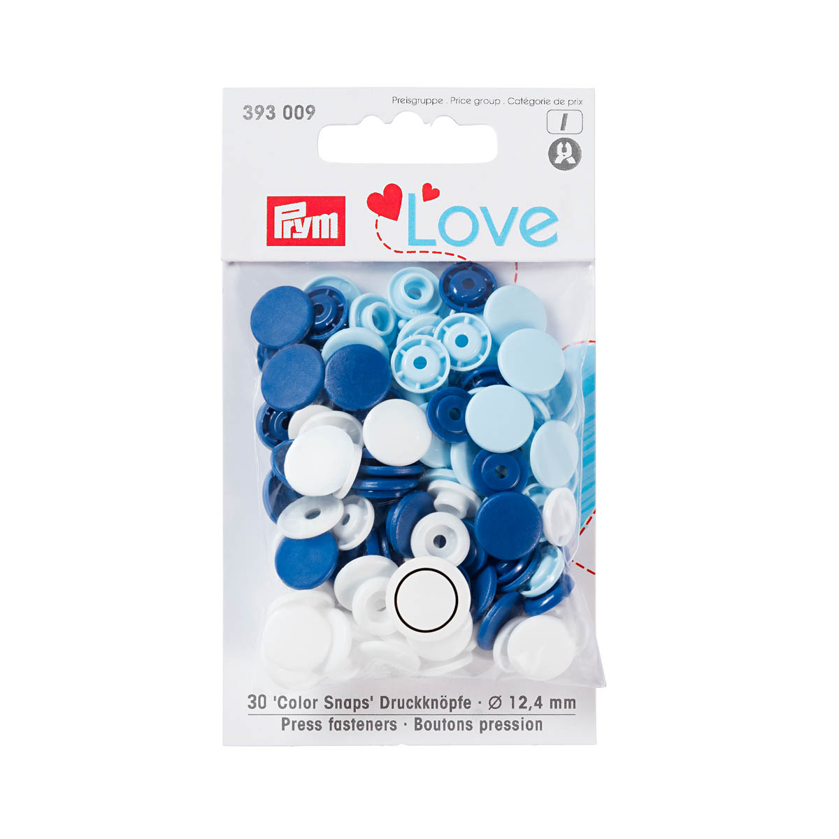 

Кнопки Color Snaps, PRYM Love синий/голубой/белый, 12мм, 30шт, 393009