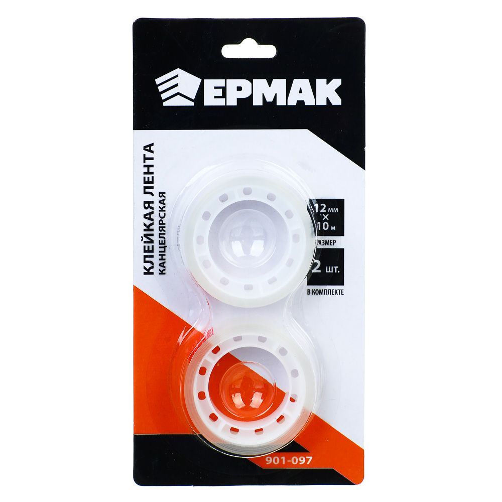 

ЕРМАК Клейкая лента канцелярская, прозрачная, 12мм x 10м, 2 шт