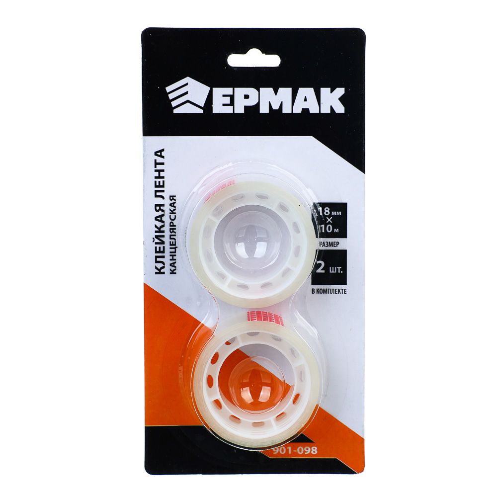 

ЕРМАК Клейкая лента канцелярская, прозрачная, 18мм x 10м, 2 шт