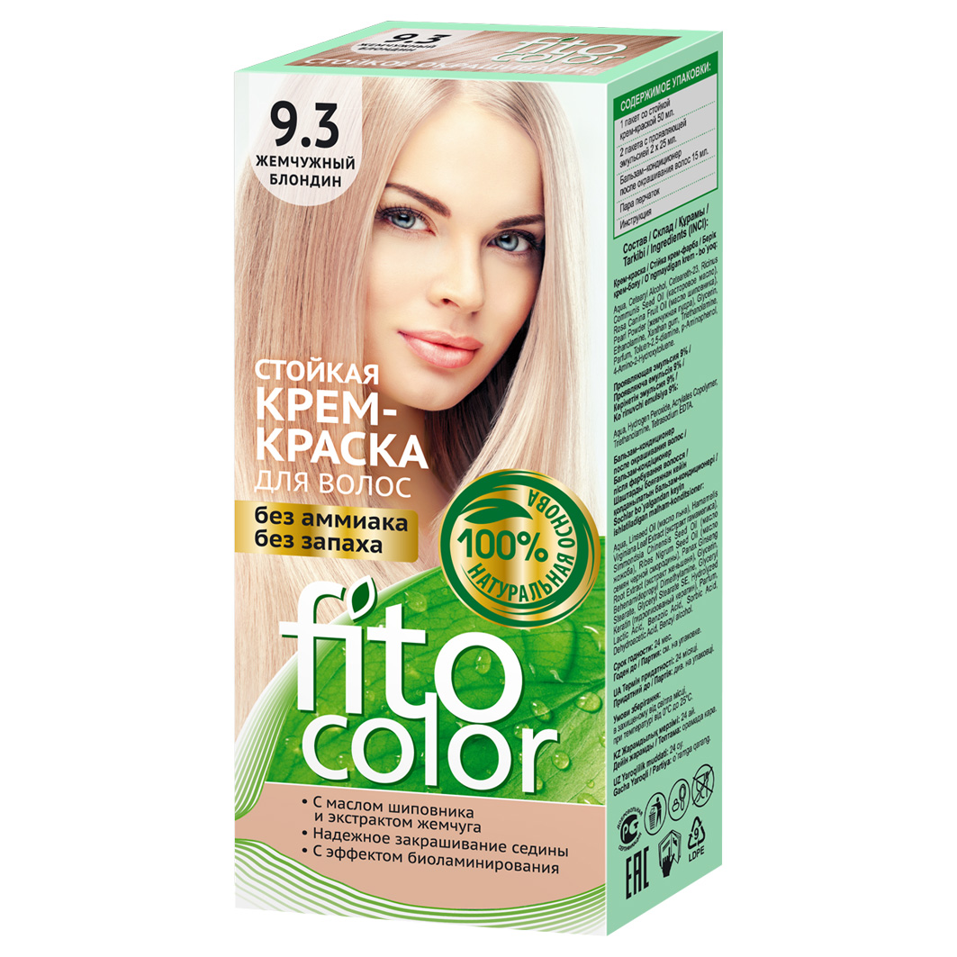 Крем-краска для волос Fito косметик Fito Color тон 9.3 жемчужный блондин стойкая крем краска для волос fito косметик медно рыжий 115 мл 2 шт
