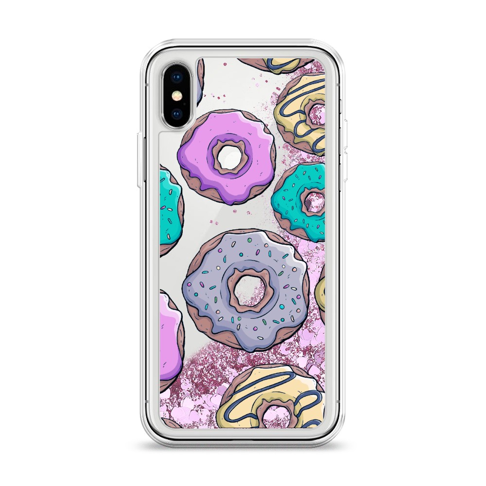 

Жидкий чехол с блестками "Разноцветные пончики в глазури 2" на Apple iPhone X (10), 11094-1