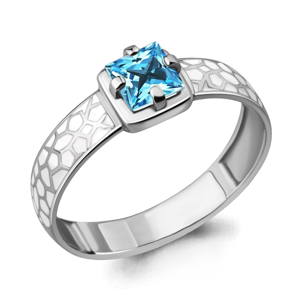 

Кольцо из серебра с топазом/эмалью р. Aquamarine 6544705, 6544705_925_р