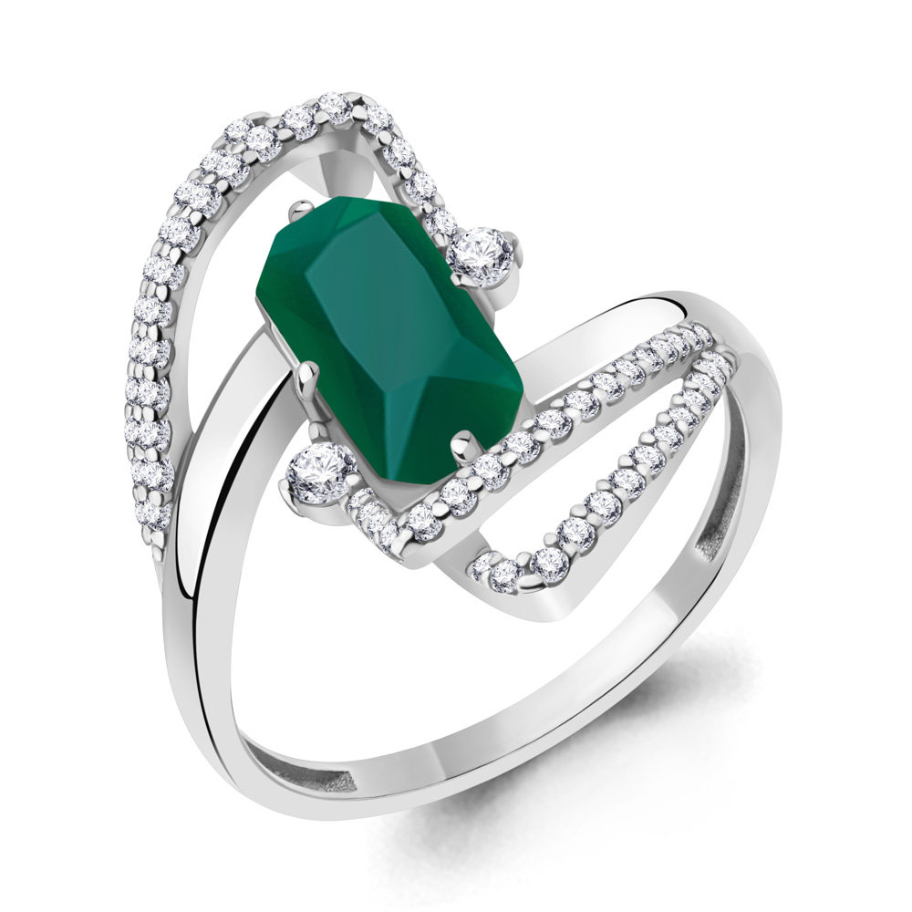 

Кольцо из серебра с агатом/фианитом р. Aquamarine 6579709А, 6579709А_925_р