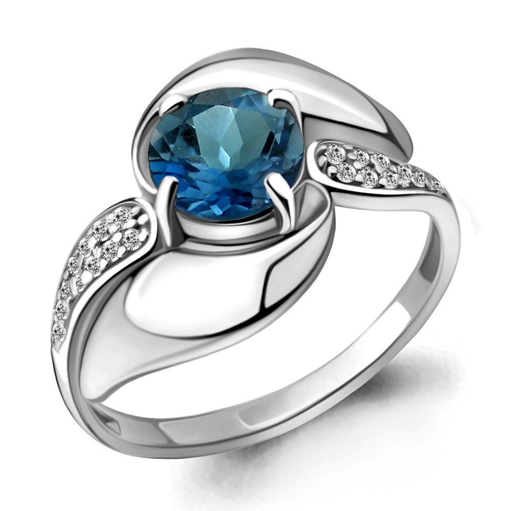 

Кольцо из серебра с топазом/фианитом р. Aquamarine 6587108А, 6587108А_925_р