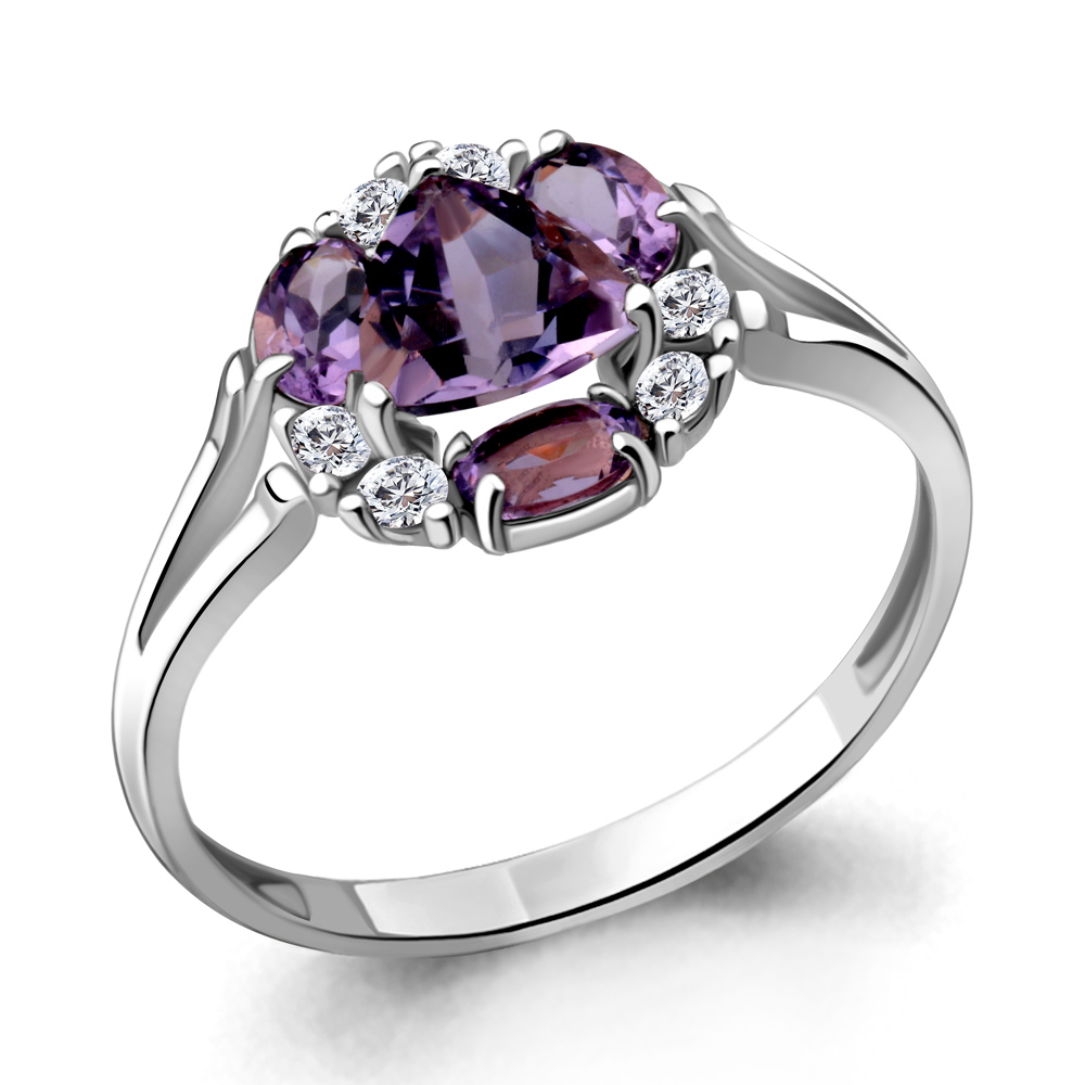 

Кольцо из серебра с аметистом/фианитом р., Aquamarine 6941204А, 6941204А_925_р