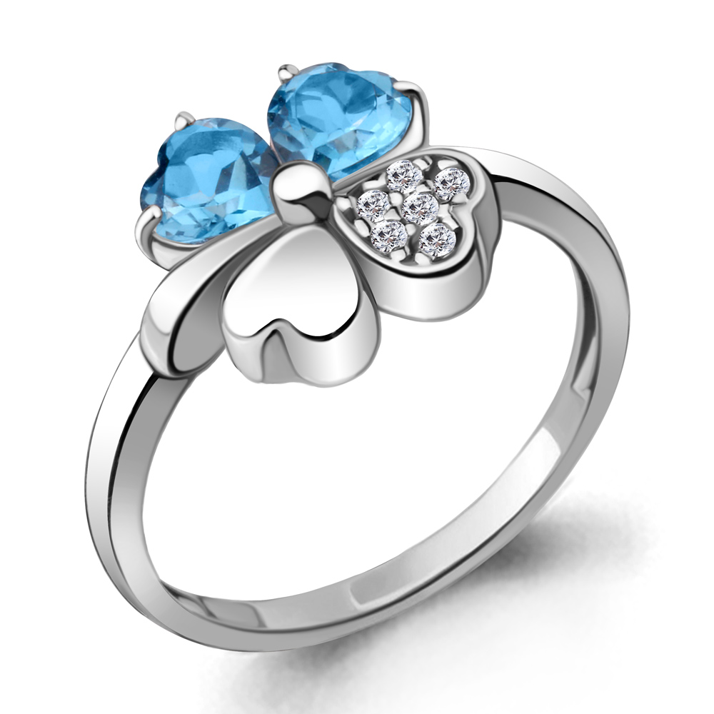 

Кольцо из серебра с топазом/фианитом р., Aquamarine 6922605А, 6922605А_925_р