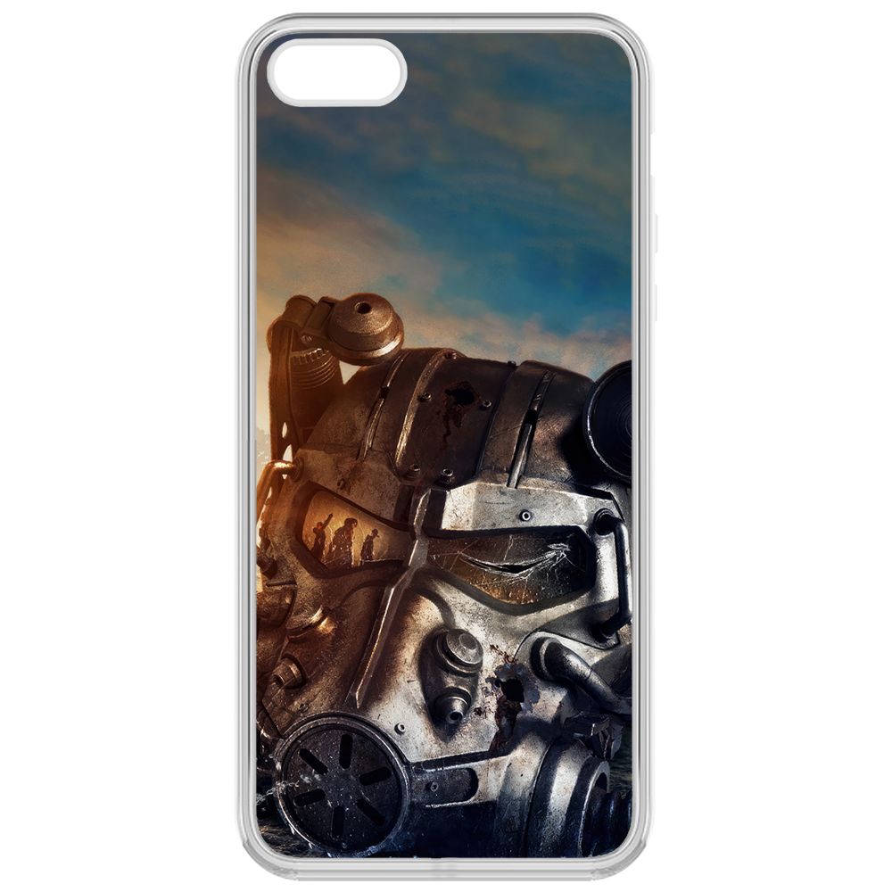 

Чехол-накладка Krutoff Clear Case Фоллаут (Fallout) - Шлем Т-60 для iPhone 5S, Прозрачный