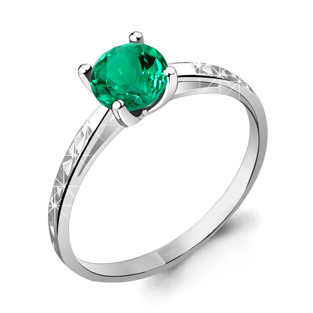 

Кольцо из серебра с изумрудом искусственным р., Aquamarine 64000П, 64000П_925_р