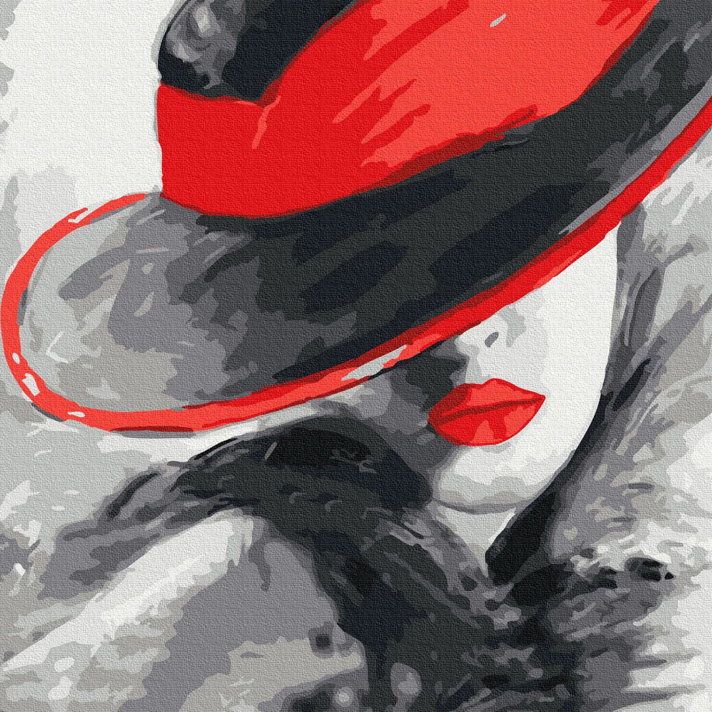 фото Картина по номерам molly «дама в красной шляпе» холст на подрамнике, 30х30 см