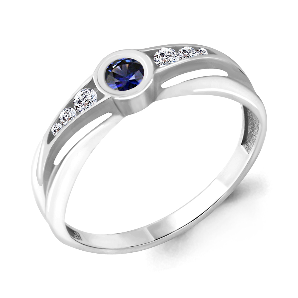 

Кольцо из белого золота с бриллиантом/сапфиром р., Aquamarine 963379, 963379_585_бз