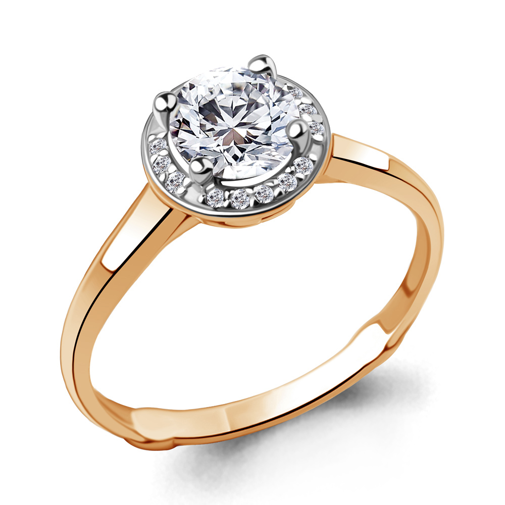 

Кольцо помолвочное из красного золота с фианитом р. Aquamarine 63991А, 63991А_585_кз
