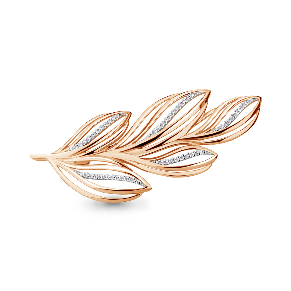 

Брошь из красного золота с фианитом Aquamarine 72559А, 72559А_585_кз