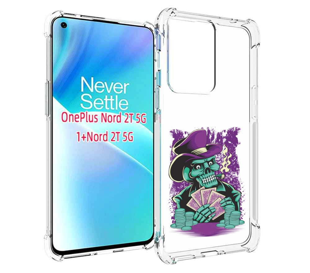 

Чехол MyPads зеленый череп с картами для OnePlus Nord 2T, Прозрачный, Tocco