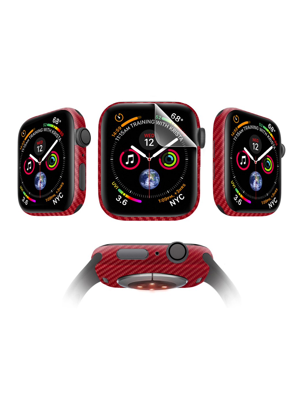 

Защитная пленка MOCOLL для Apple Watch 40mm Glossy (4шт) Карбон Красный