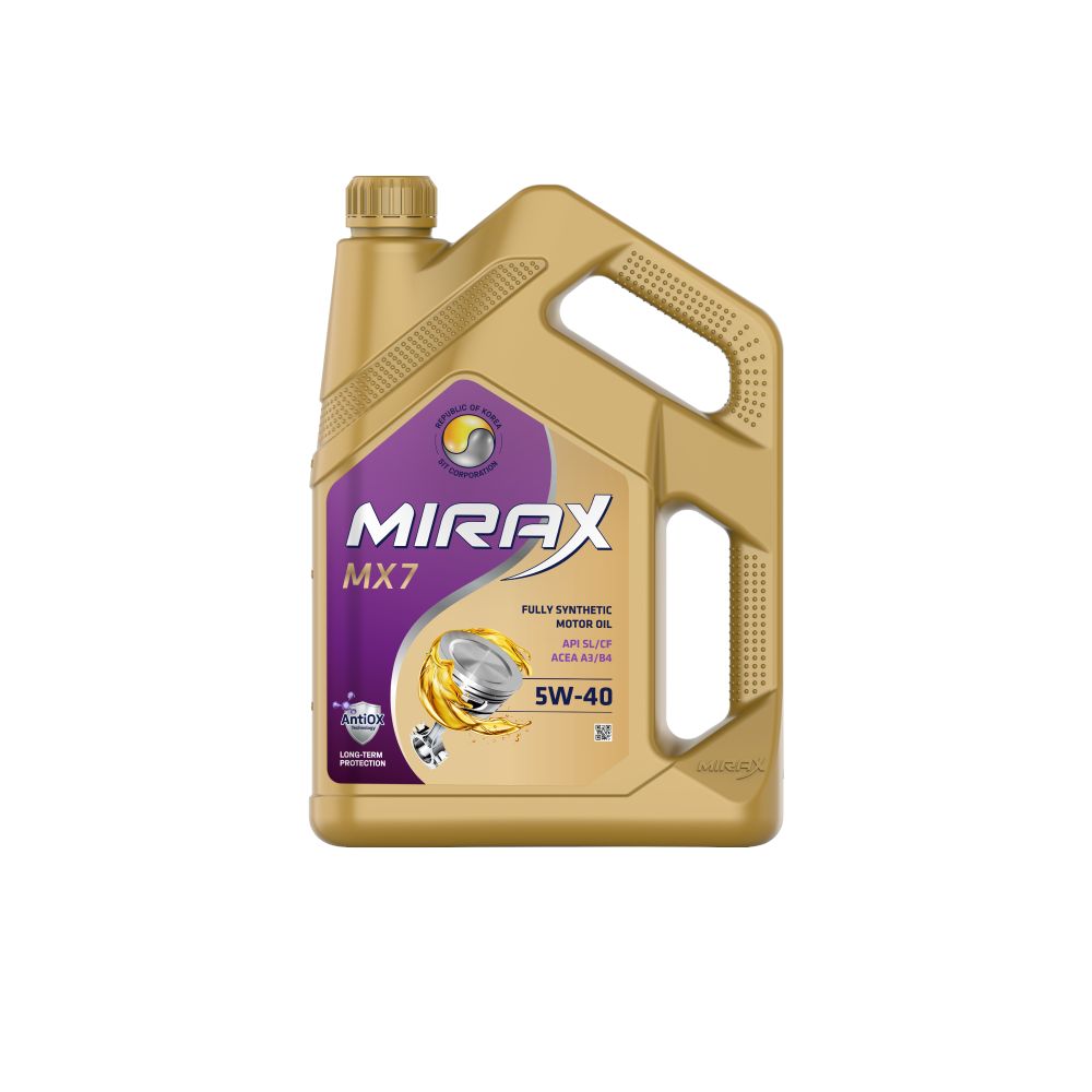 Масло моторное Mirax MX7 синтетическое, SAE 5W-40, API SL/CF, ACEA A3/B4, 5 л