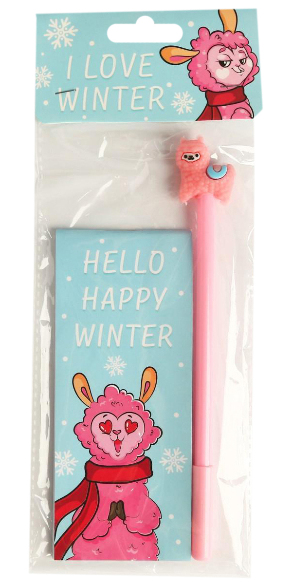 

Набор: блокнот и ручка на европодвесе Hello, happy winter