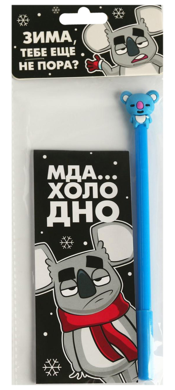 

Набор: блокнот и ручка на европодвесе «Мда…холодно»